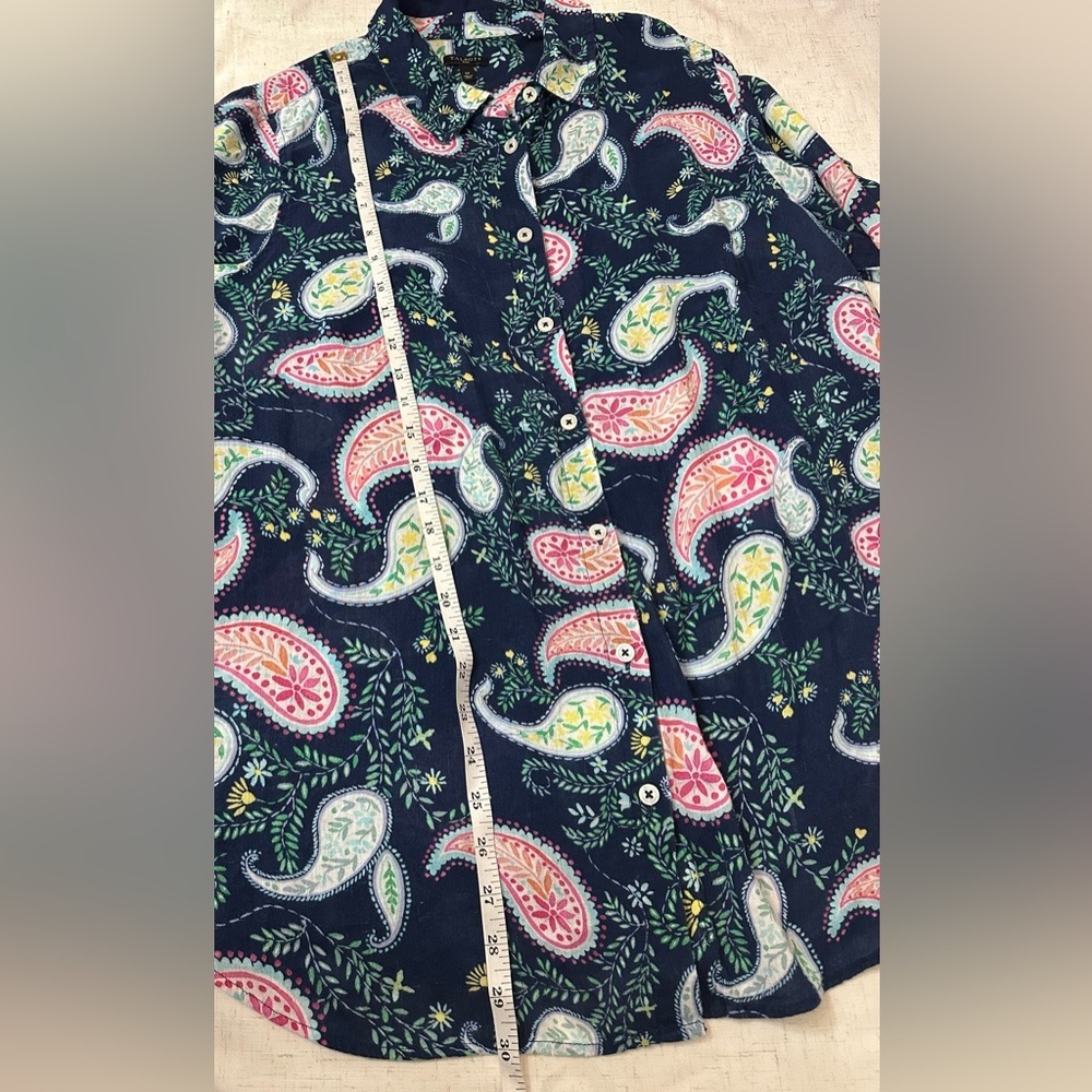 Talbots Button Down Shirt - Navy and Mint - Picture 8 of 12